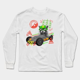 Raccoon in a rocket car Long Sleeve T-Shirt